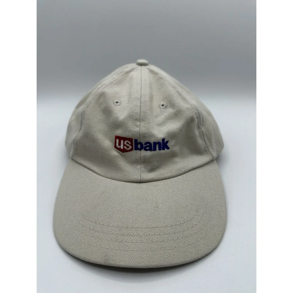 Ahead‎ Baseball Cap Blue Red OS US Bank Embroidered Adjustable Slideback Hat